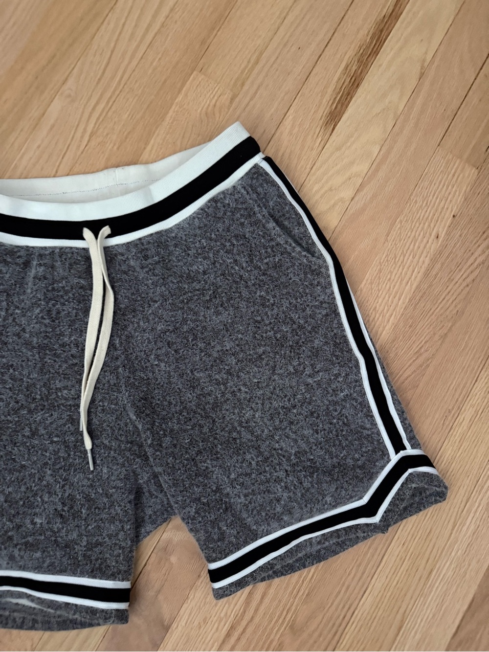 John Elliott thick winter sweatpant Athletic Drawstring Shorts with Striped Trim - Picture 2 of 6